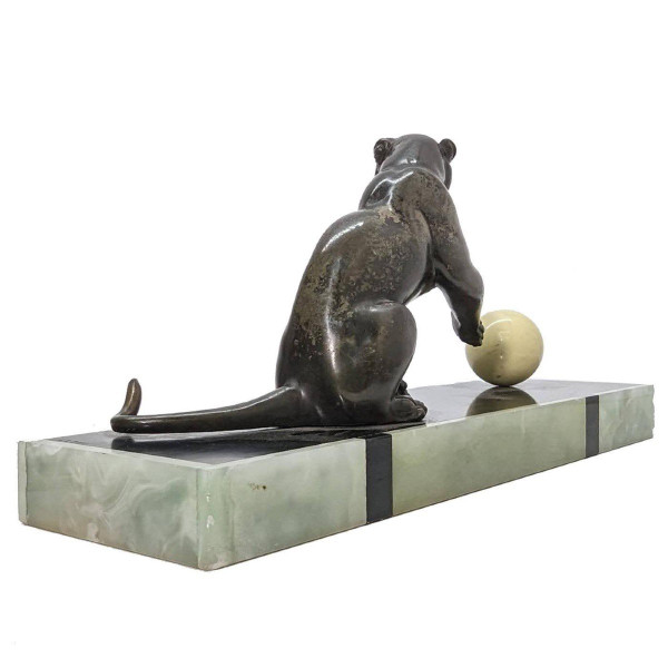 Panther In Regulates With Art Deco Ball Signed Leduc
