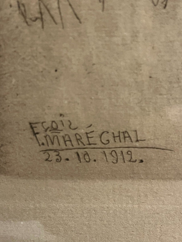 François Maréchal (1861-1945) , Eau Forte,le Vieux Jardinier