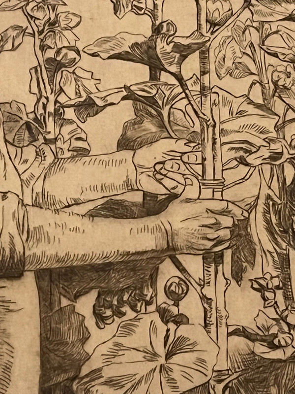 François Maréchal (1861-1945) , Eau Forte,le Vieux Jardinier