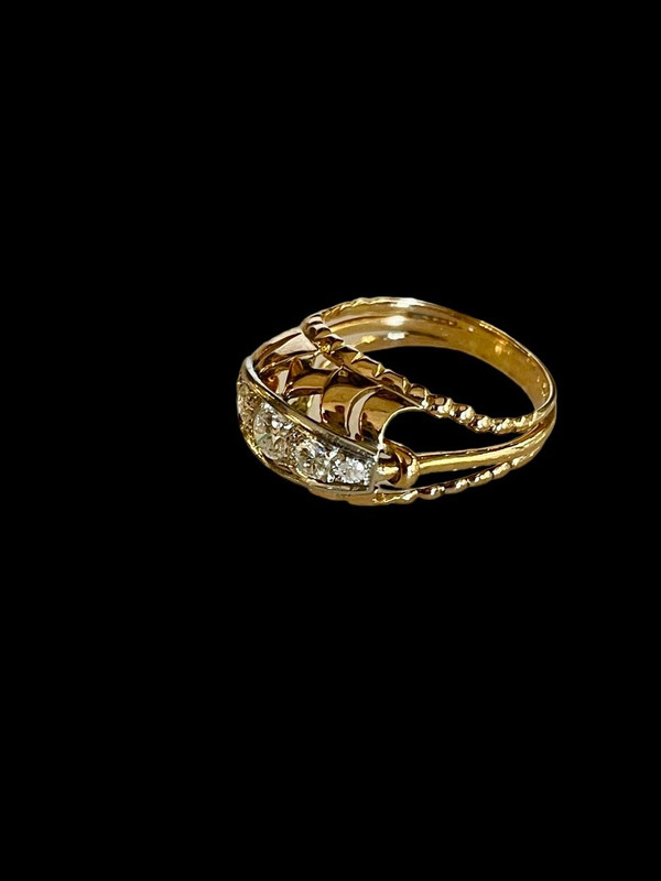 Bague "pont" En Or Et Diamants
