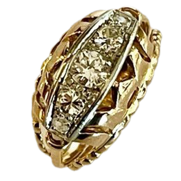 Bague "pont" En Or Et Diamants