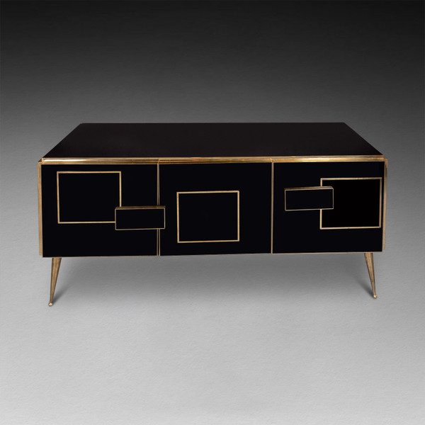 Credenza in vetro di Murano nero, XX secolo