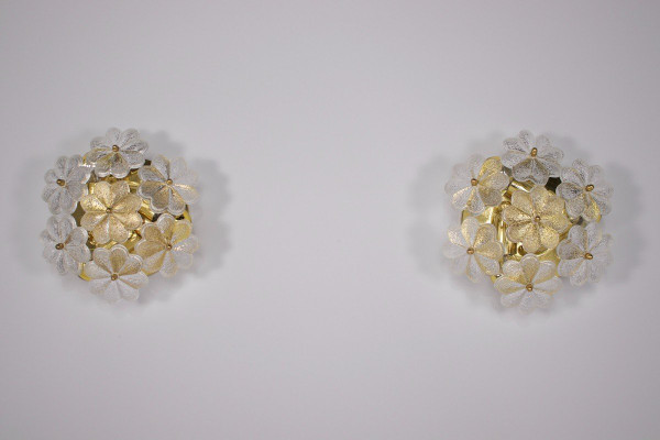 Ernst Palme Brass Floral Wall Lights