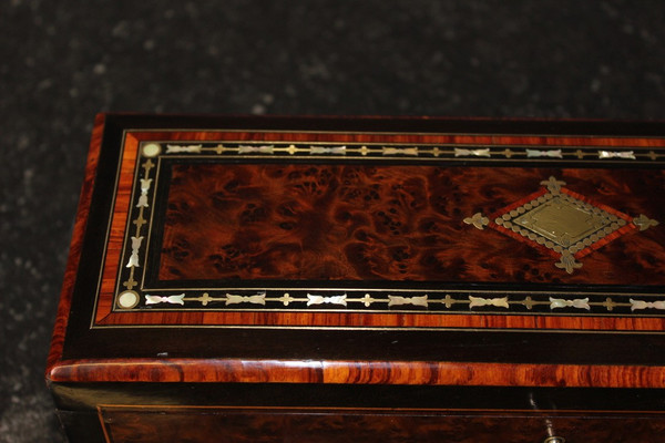 Scatola per gioielli d'epoca Napoleone III In intarsio Fine del XIX secolo