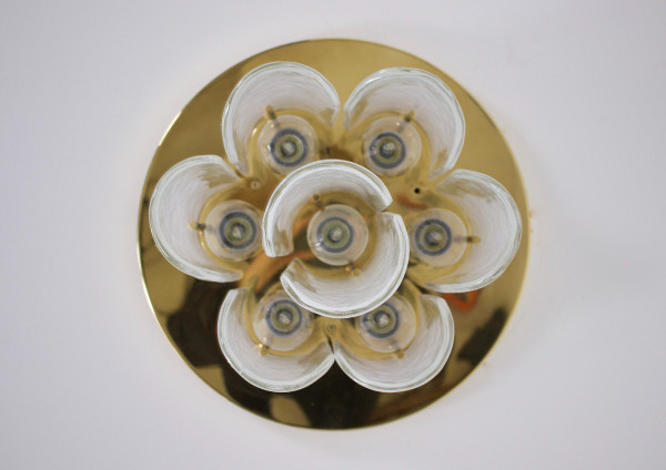 Ceiling Lamp In Brass And Murano Glass 1970’s