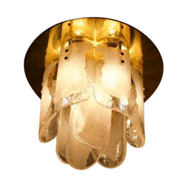 Ceiling Lamp In Brass And Murano Glass 1970’s