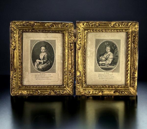 PAIR OF 17th EPOQUE LOUIS XVIII FRAMES WITH Gilded carved wood engravings