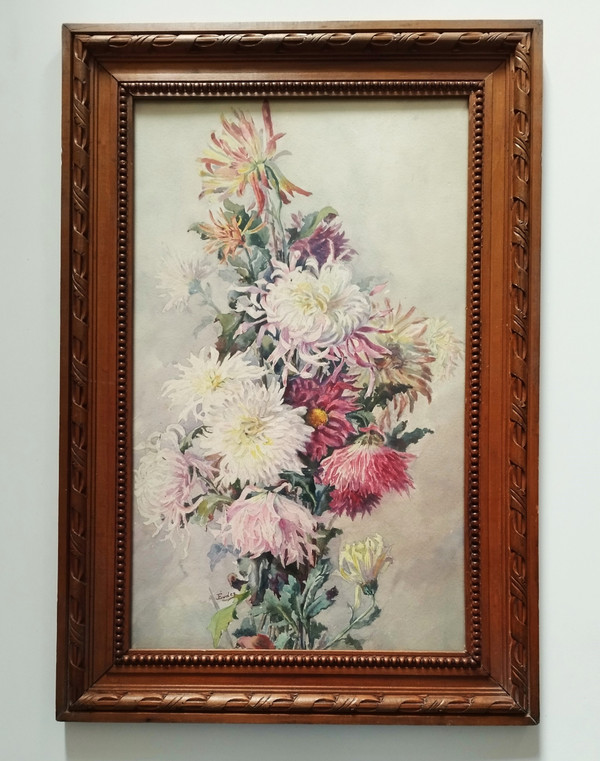 Fleurs Aquarelle Par Eugène Jules Eudes 