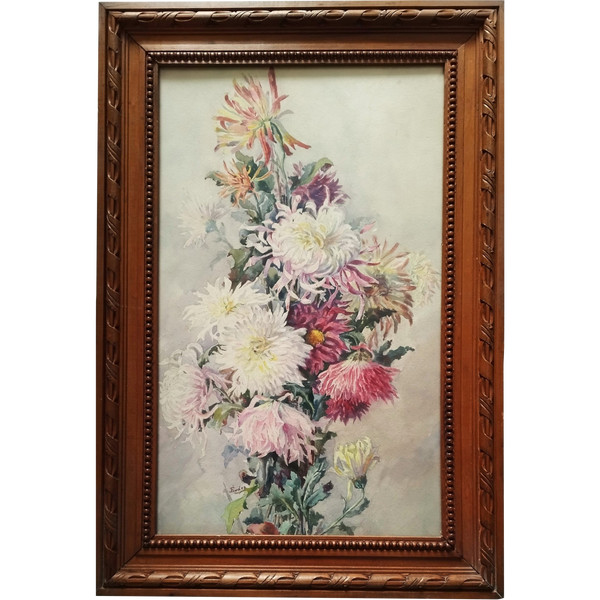 Fleurs Aquarelle Par Eugène Jules Eudes 