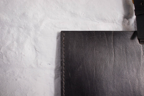 Jacques Adnet Style Leather Mirror.