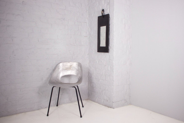 Jacques Adnet Style Leather Mirror.