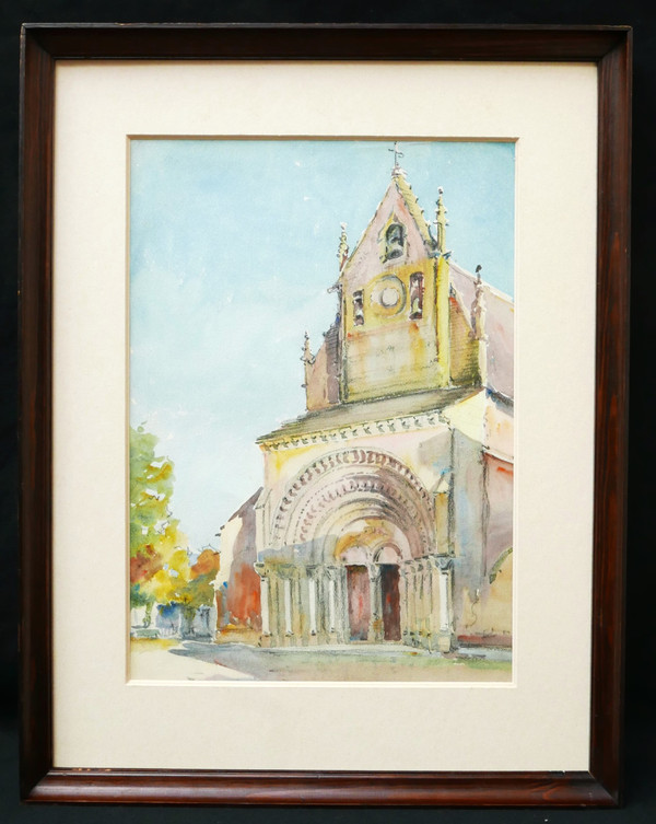 Henri Jacques Hippolyte PÉRIER d'HAUTERIVE, Die Fassade der Kirche Sainte-Foy in Morlaàs in der Region Béarn