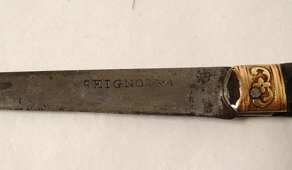 Couteau de Voyage Pliant écaille Or Massif Acier Seignot XVIIIè XIXème