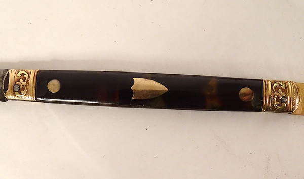 Couteau de Voyage Pliant écaille Or Massif Acier Seignot XVIIIè XIXème