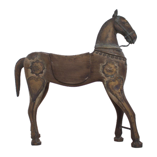 Cavallo del tempio in bronzo e legno