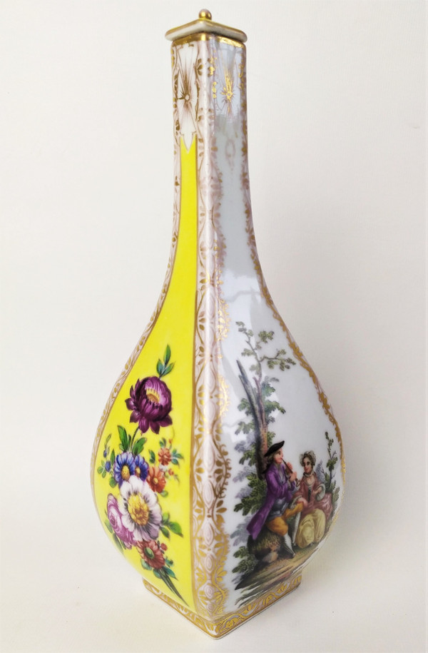 Painted Porcelain at Dresden Manufactory Decorative Bottle 19th Century