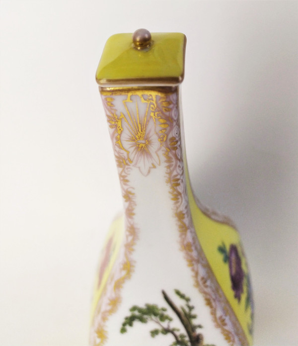 Painted Porcelain at Dresden Manufactory Decorative Bottle 19th Century