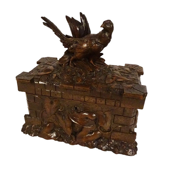 Box Cigar Cellar Carved Wood Black Forest Bird XIXth Century
