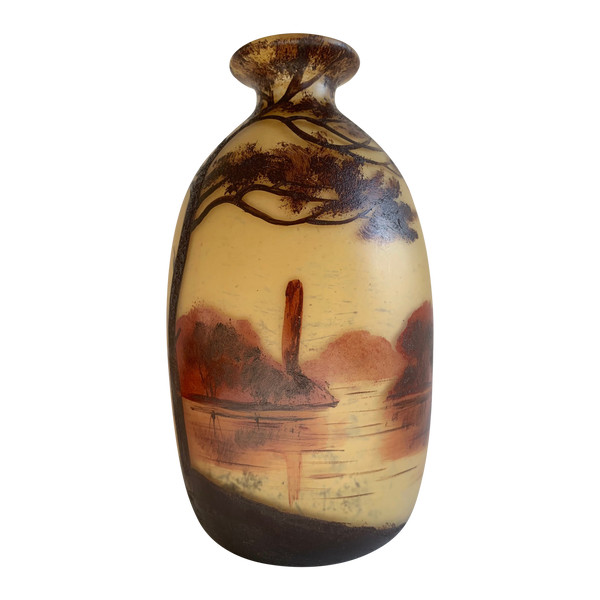 GAUTHIER  vase paysage lacustre 