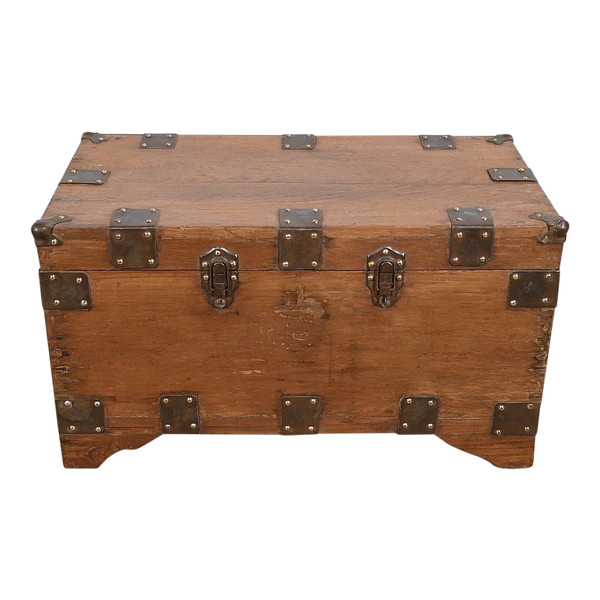 Marine trunk in solid teak - Late 19th century