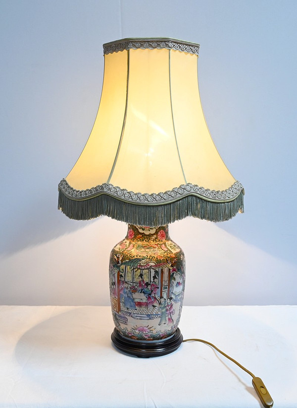 Lampe aus Kanton-Porzellan, China - Ende 19.