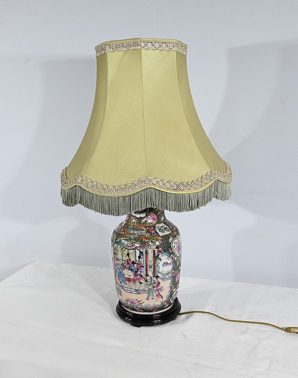 Lampe aus Kanton-Porzellan, China - Ende 19.
