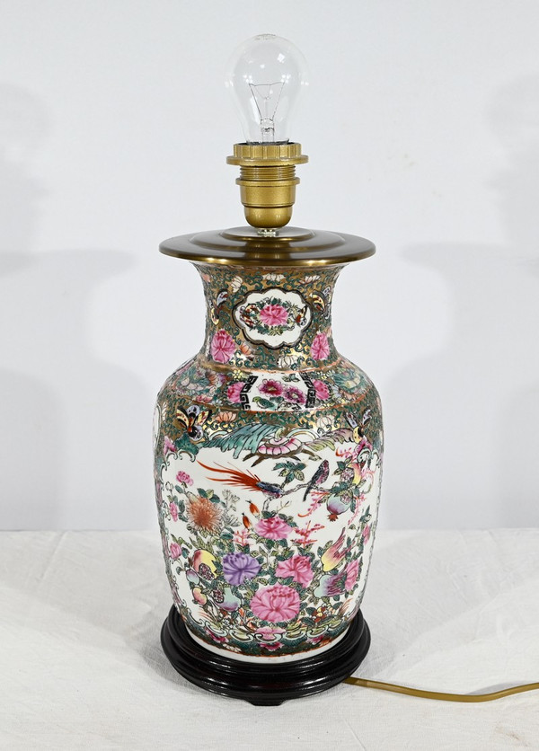 Lampe aus Kanton-Porzellan, China - Ende 19.