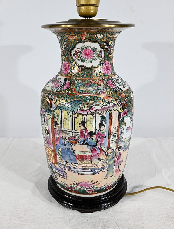 Lampe aus Kanton-Porzellan, China - Ende 19.