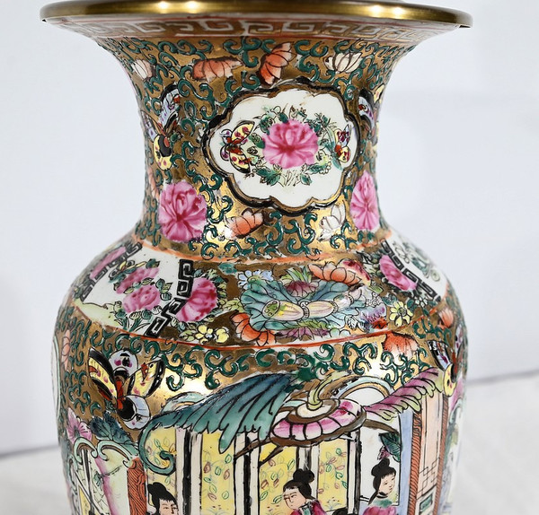 Lampe aus Kanton-Porzellan, China - Ende 19.