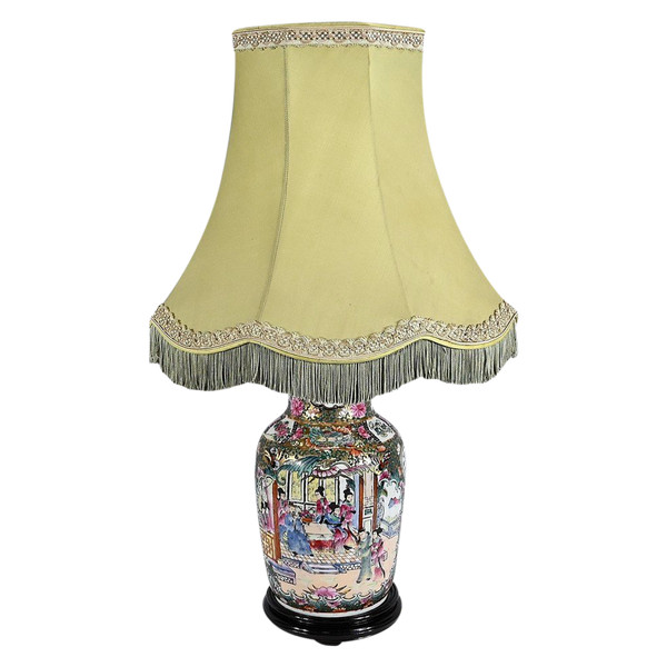 Lampe aus Kanton-Porzellan, China - Ende 19.
