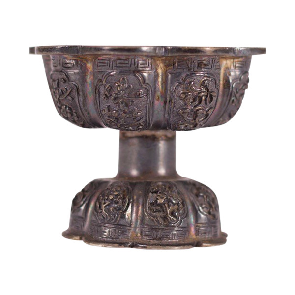 Lampada a burro in argento Tibet Cina