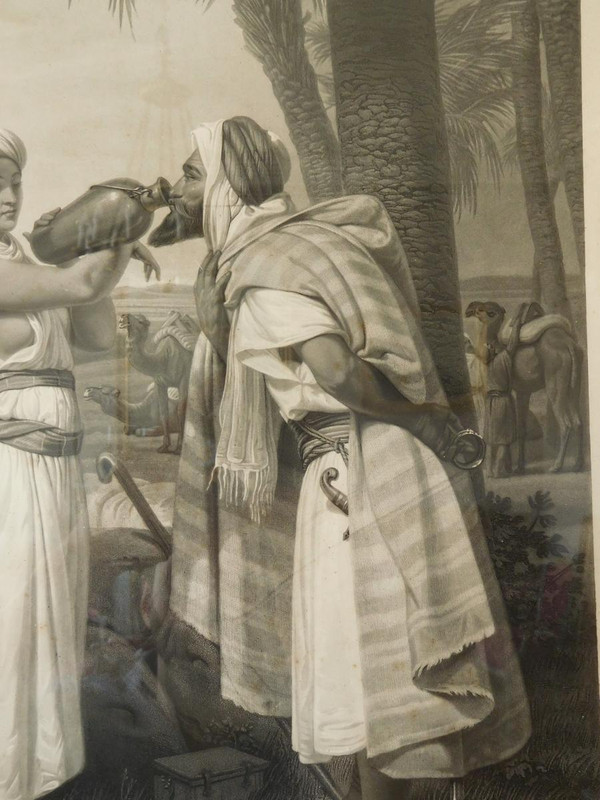 Orientalist Engraving After Horace Vernet Gilded Wood Frame Gold Leaf Empire Period