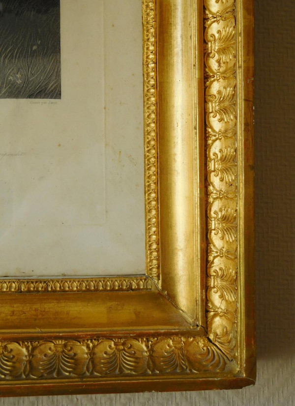 Orientalist Engraving After Horace Vernet Gilded Wood Frame Gold Leaf Empire Period
