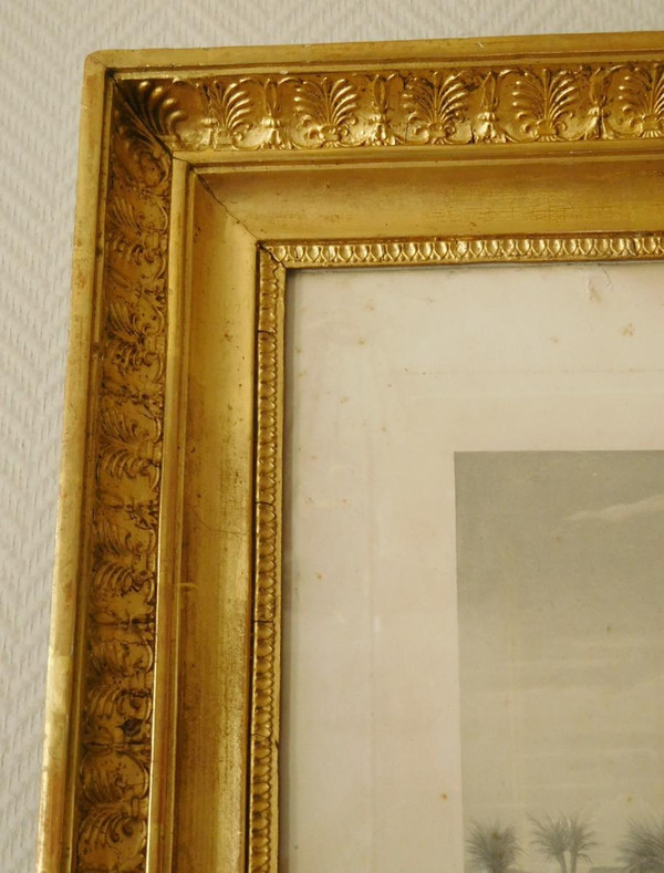 Orientalist Engraving After Horace Vernet Gilded Wood Frame Gold Leaf Empire Period