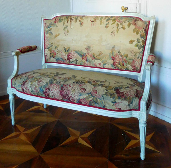 Divano 2 Posti In Arazzo Aubusson, Epoca Luigi XVI