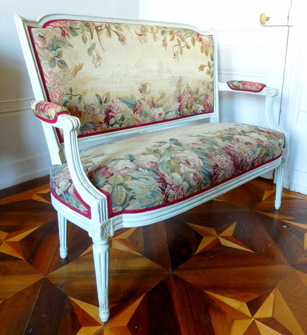 Divano 2 Posti In Arazzo Aubusson, Epoca Luigi XVI
