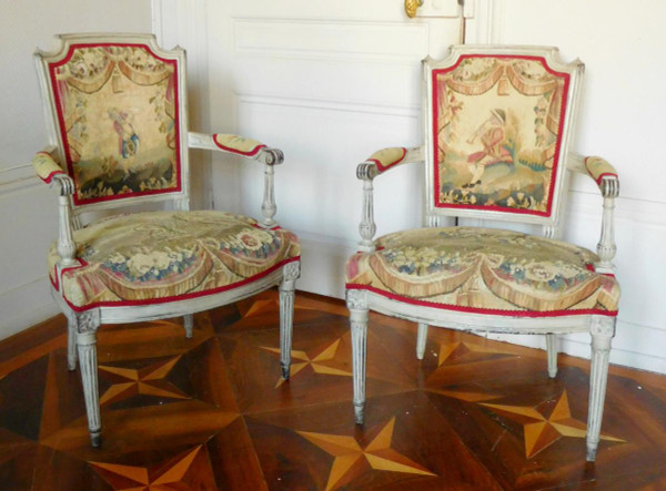 Divano 2 Posti In Arazzo Aubusson, Epoca Luigi XVI
