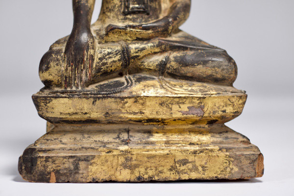 Bouddha Birman En Bois Doré
