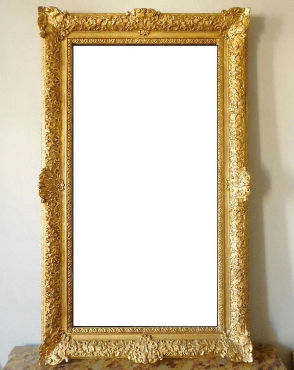 Specchio in legno dorato in stile Luigi XIV Regency tra due o caminetto - Vetro al mercurio 160 x 96 cm