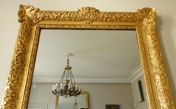 Specchio in legno dorato in stile Luigi XIV Regency tra due o caminetto - Vetro al mercurio 160 x 96 cm