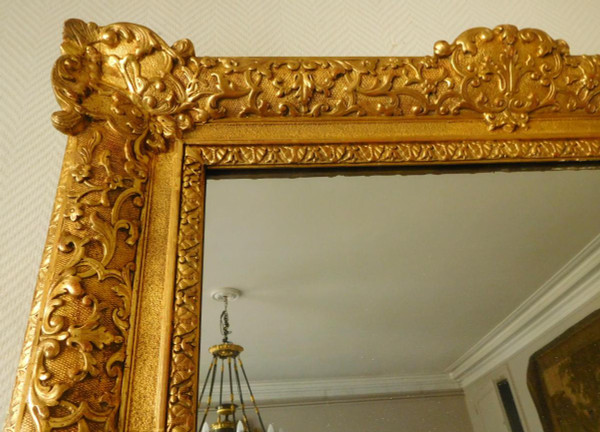 Specchio in legno dorato in stile Luigi XIV Regency tra due o caminetto - Vetro al mercurio 160 x 96 cm