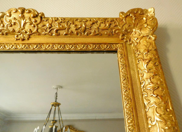 Specchio in legno dorato in stile Luigi XIV Regency tra due o caminetto - Vetro al mercurio 160 x 96 cm