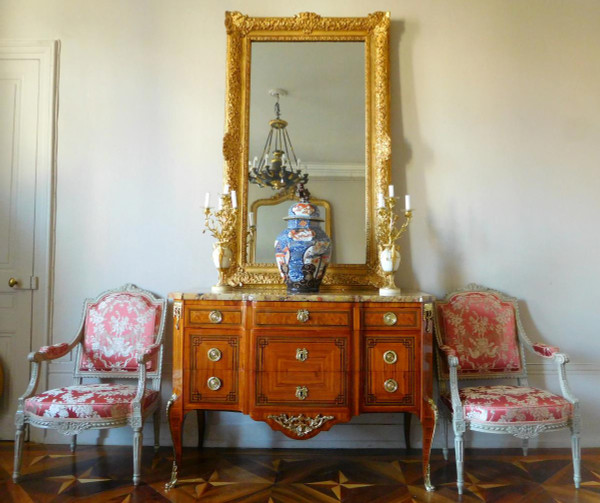 Specchio in legno dorato in stile Luigi XIV Regency tra due o caminetto - Vetro al mercurio 160 x 96 cm