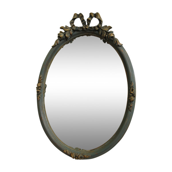 Petit Miroir Ovale Style Louis XVI, Patine 33 X 47 Cm