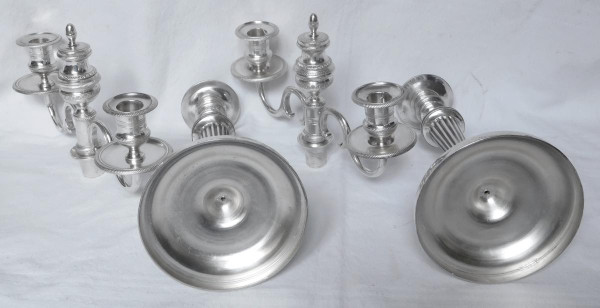 pair of Candelabra, Model of the Château De Fontainebleau Silver Bronze th. Empire Restoration
