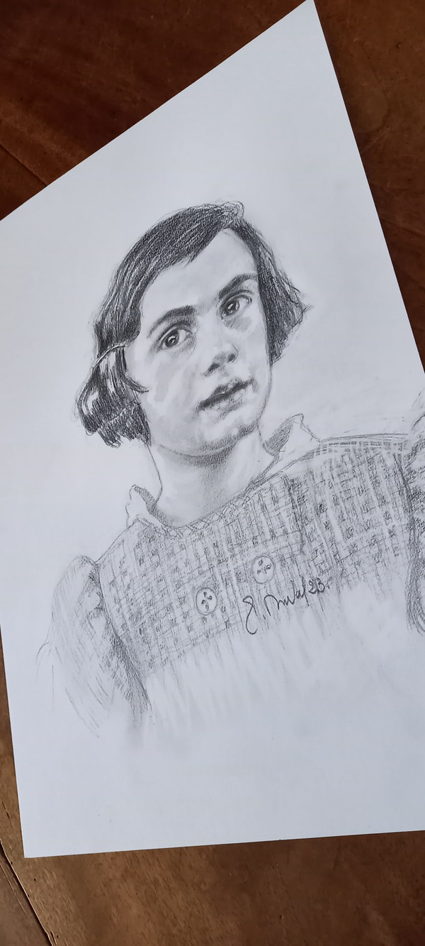 Ritratto di Anne Frank nel 1935/disegno