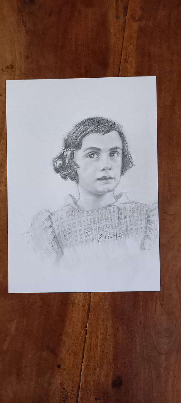 Ritratto di Anne Frank nel 1935/disegno