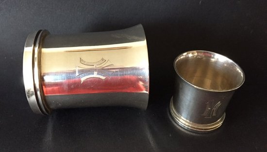 Puiforcat. Art Deco Silver Timpani And Egg Cup.