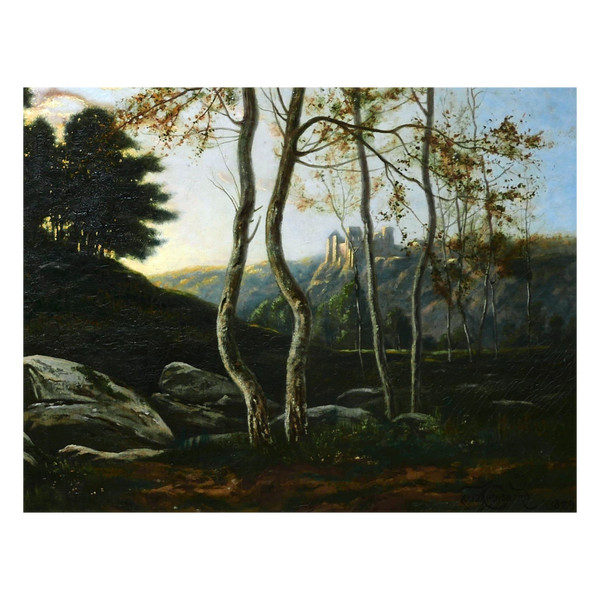 Félix Jean Clément CHOISNARD, Presumed view of the Château de Tonquédec in Brittany