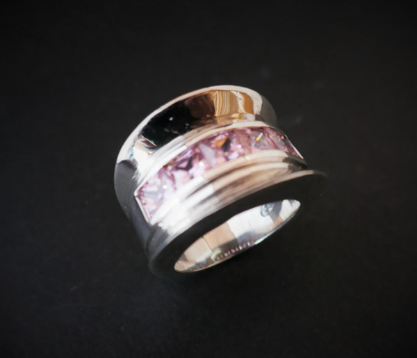 Anello in Argento, Pietre Rosa.